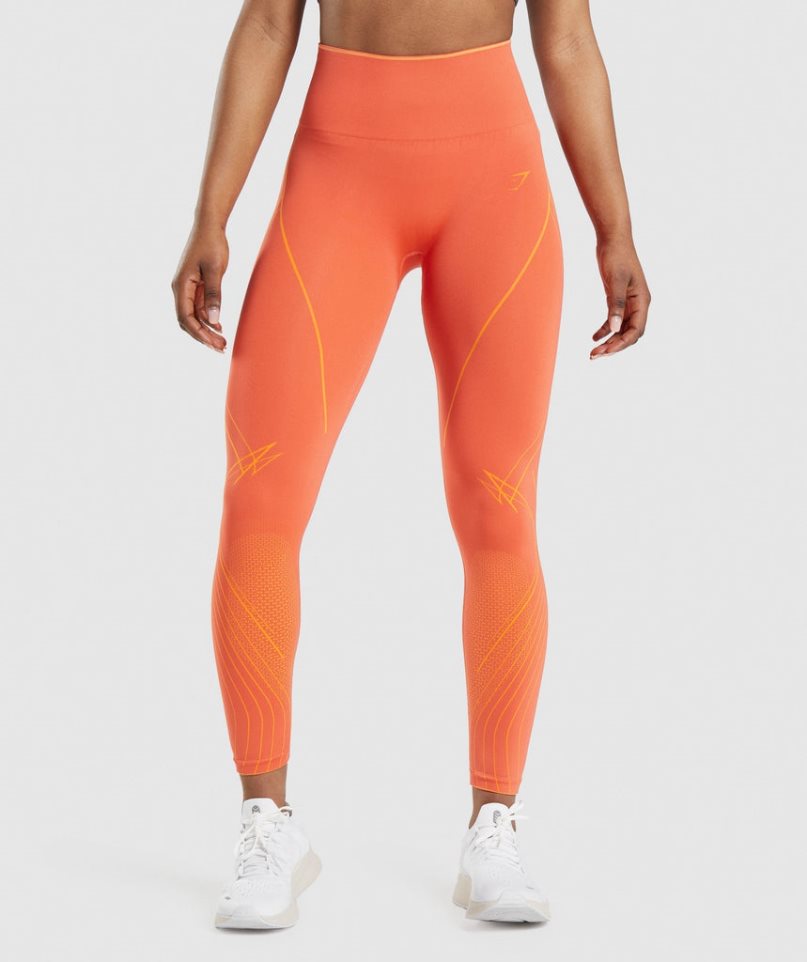 Women\'s Gymshark Apex Seamless High Rise Leggings Orange | CA 163DNA